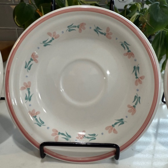 Set of 3 Vintage Tienshan Peachtree Stoneware Saucer Plates - 6 inches - Picture 3 of 10